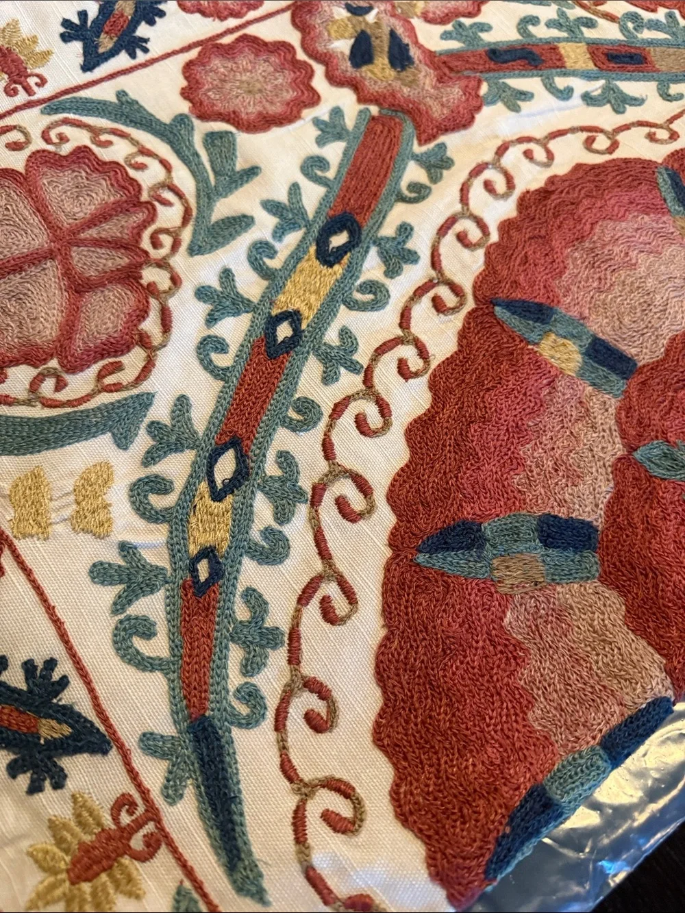 Pottery Barn Paige Suzani Embroidered Lumbar Pillow Cover 16” x 26”